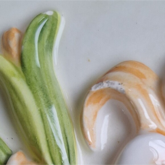 Rare 3D Porcelain Tiles Crafters Lot of 10 Flowers 4 x 4 Vintage 1980s - Picture 10 of 11